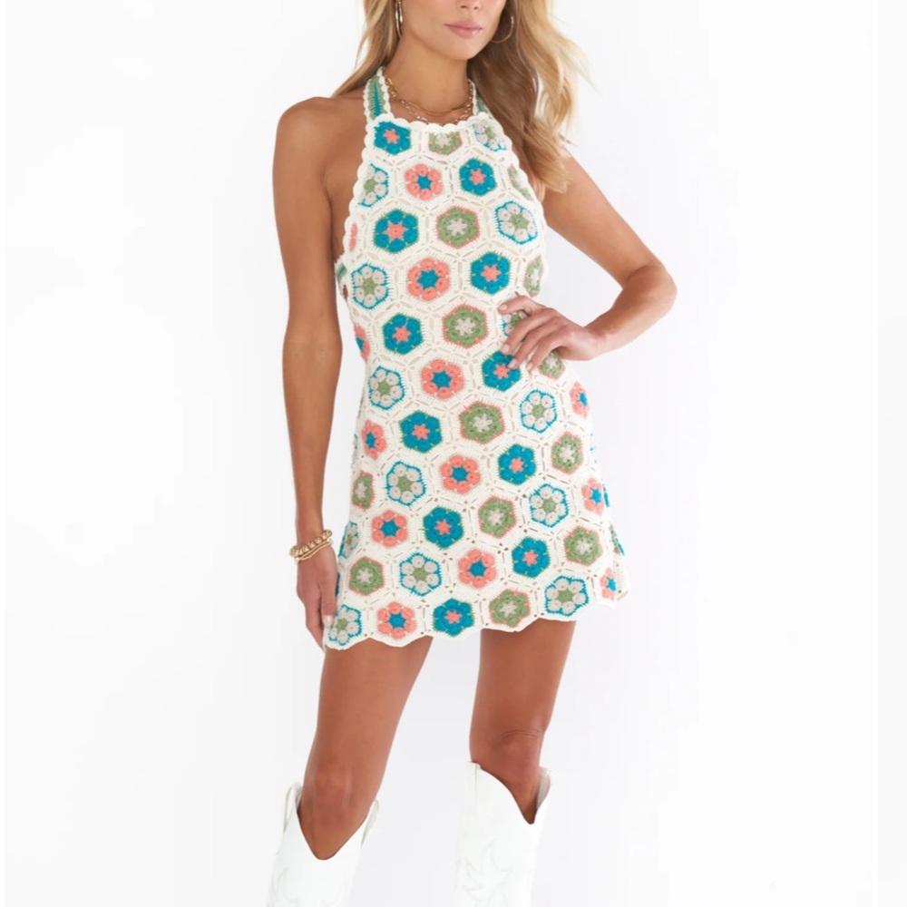 Show Me Your MuMu Happy Halter Crochet Mini Dress Size Medium Beach Vacation